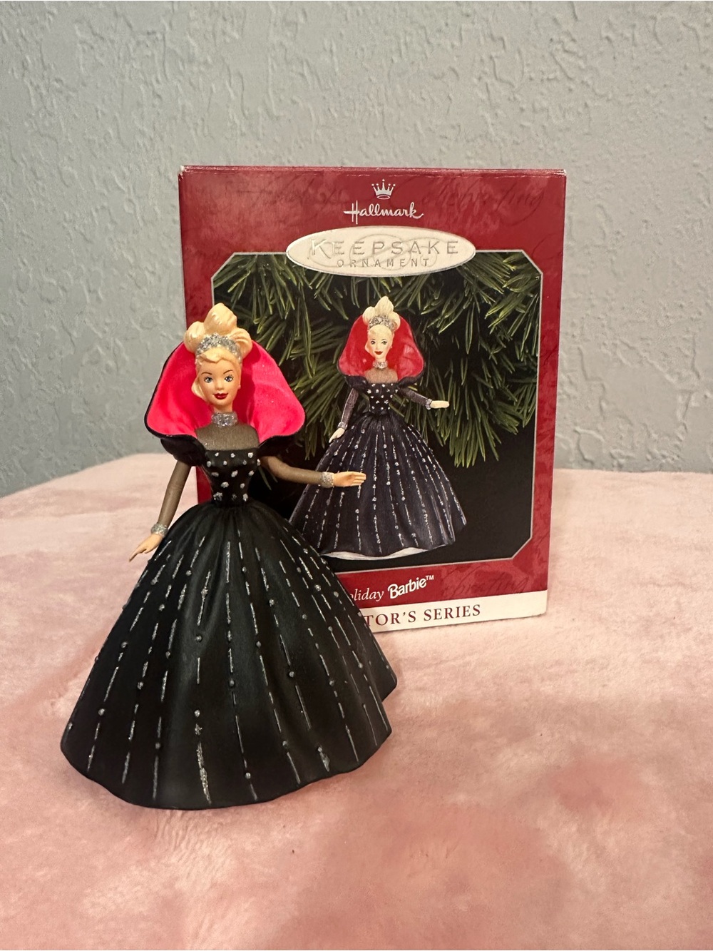 Hallmark Holiday Barbie Ornament - Black Dress with Red Cape